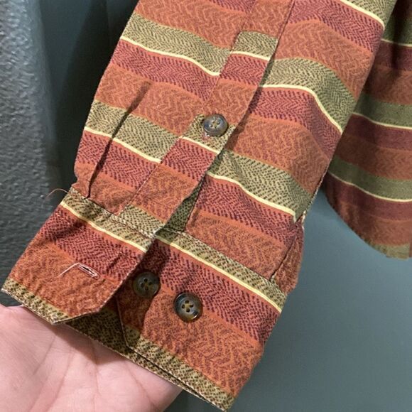 Woolrich MEN'S 6380 LT BUCKSKIN PRIMITIVE STRIPE Button Down Shirt - Picture 6 of 10